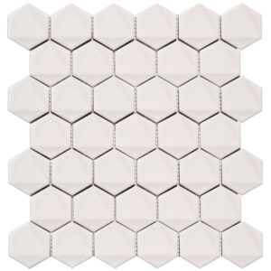 3D Hexagon 2" x 2" White Glossy Porcelain Mosaic Tile