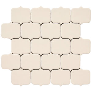 Modern Arabesque Cream Glossy Porcelain Mosaic Tile