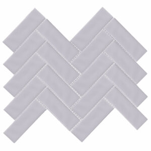 Forio 1.35" x 4.35" Herringbone Grey Glossy Porcelain Mosaic Tile