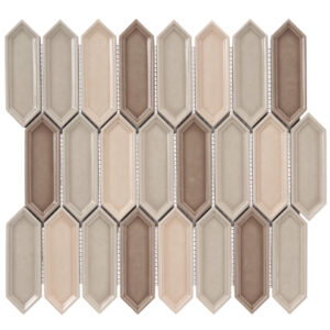 Forio 1.2" x 4.2" Picket Taupe Blend Glossy Porcelain Mosaic Tile