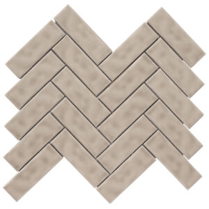 Forio 1.35" x 4.35" Herringbone Taupe Glossy Porcelain Mosaic Tile