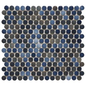 Cosmos Blue 0.75 inch Penny Round Porcelain Mosaic Tile