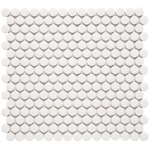 Rivonia 0.75 inch White Glossy Penny Round Mosaic Tile