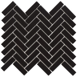 Rivonia Herringbone Black Matt Mosaic Tile
