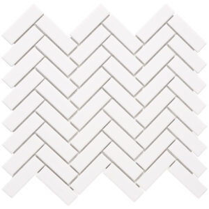 Rivonia Herringbone White Glossy Mosaic Tile