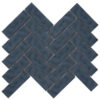 Forio 1.35" x 4.35" Herringbone Blue Glossy Porcelain Mosaic Tile