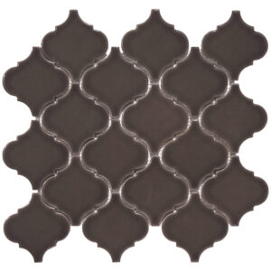 Arabesque 3.3" x 3.4" Brown Porcelain Glossy Mosaic Tile