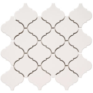 Arabesque 3.3" x 3.4" White Porcelain Glossy Mosaic Tile