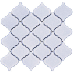 Arabesque 3.3" x 3.4" Light Blue Porcelain Glossy Mosaic Tile