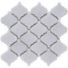 Arabesque 3.3" x 3.4" Light Grey Porcelain Glossy Mosaic Tile
