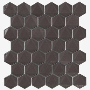 3D Hexagon 2" x 2" Brown Glossy Porcelain Mosaic Tile
