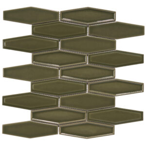 Honeycomb 1.5" x 4.9" Green Glossy Porcelain Mosaic Tile