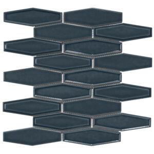 Honeycomb 1.5" x 4.9" Blue Glossy Porcelain Mosaic Tile