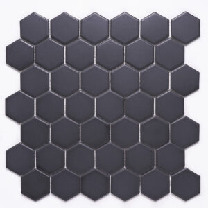 2'' x 2'' Hexagon Honeycomb Black Matte Mosaic Tile