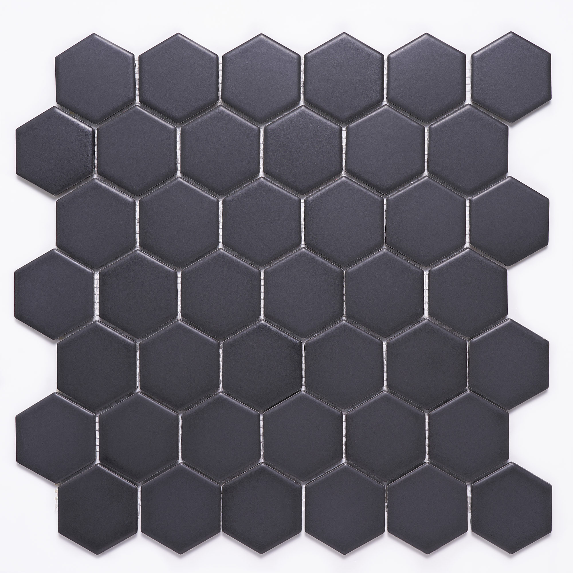 2'' x 2'' Hexagon Honeycomb Black Matte Mosaic Tile