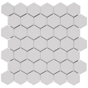 2'' x 2'' Hexagon Honeycomb Grey Glossy Mosaic Tile
