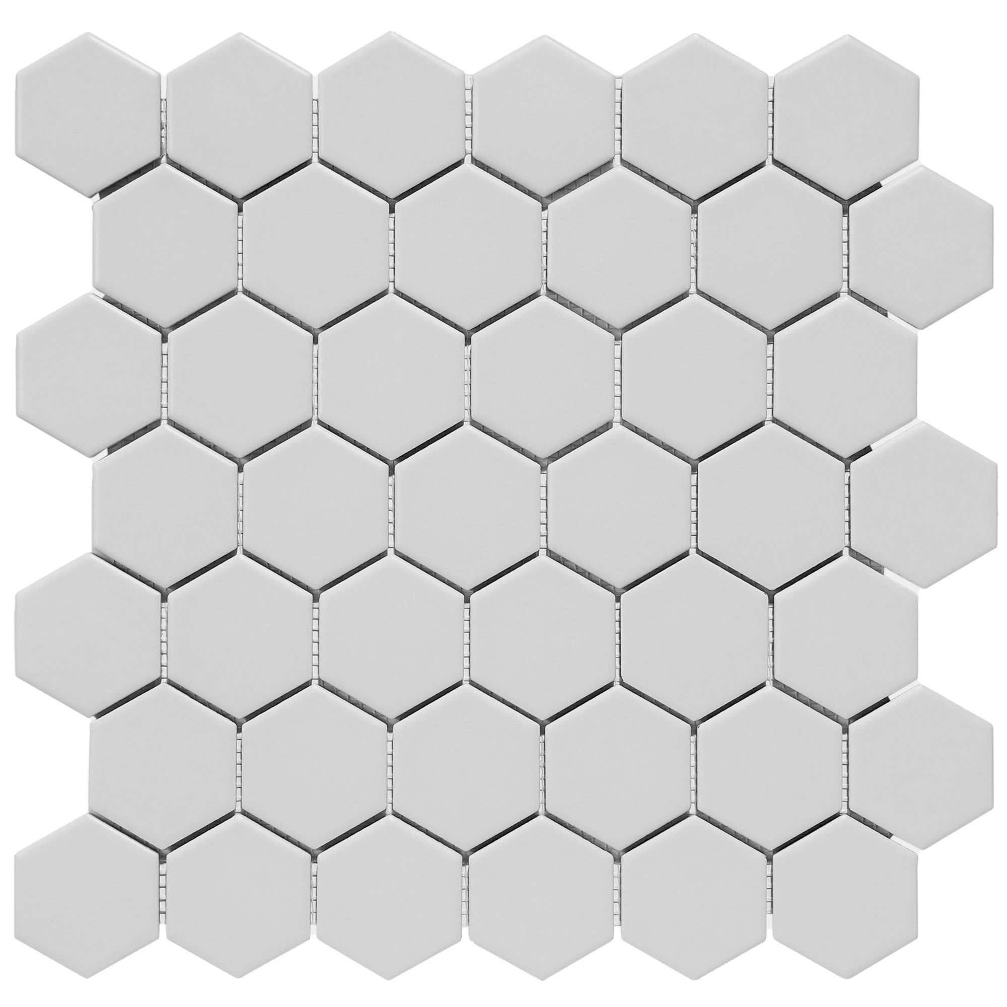 2'' x 2'' Hexagon Honeycomb Grey Matte Mosaic Tile