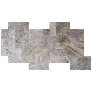 Argento Travertine French Pattern Tumbled Paver