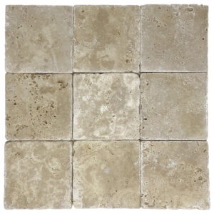 Ivory Travertine 4" x 4" Tumbled Tile