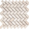 Ivory Travertine 1" x 2" Herringbone Tumbled Mosaic Tile