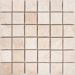 Ivory Travertine 2" x 2" Honed Mosaic Tile