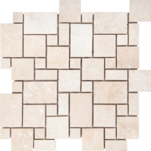Ivory Travertine Versailles Honed Mosaic Tile