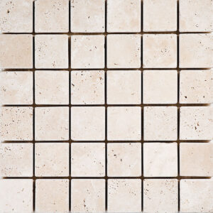 Ivory Travertine 2" x 2" Tumbled Mosaic Tile