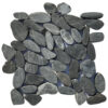 Coal Black Natural Stone Sliced Pebble Mosaic Tile
