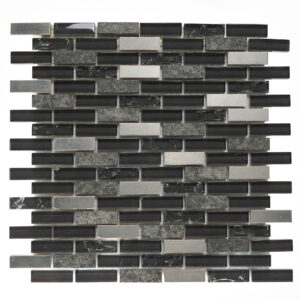 Silver Lead Random Brick Mosaic Tile