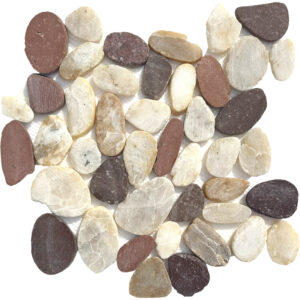 Maroon Natural Stone Sliced Pebble Mosaic Tile