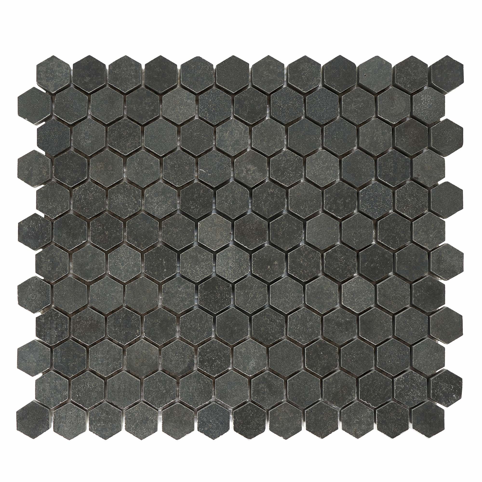 Vulcan Black 1 inch Hexagon Honed Mosaic Tile