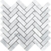 Carrara Marble 1" x 3" Herringbone Polished Mosaic Tile