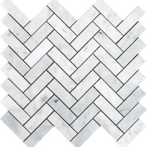 Carrara Marble 1" x 3" Herringbone Polished Mosaic Tile