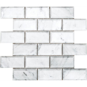 Carrara Marble 2" x 4" Brick Beveled Polished Mosiac Tile