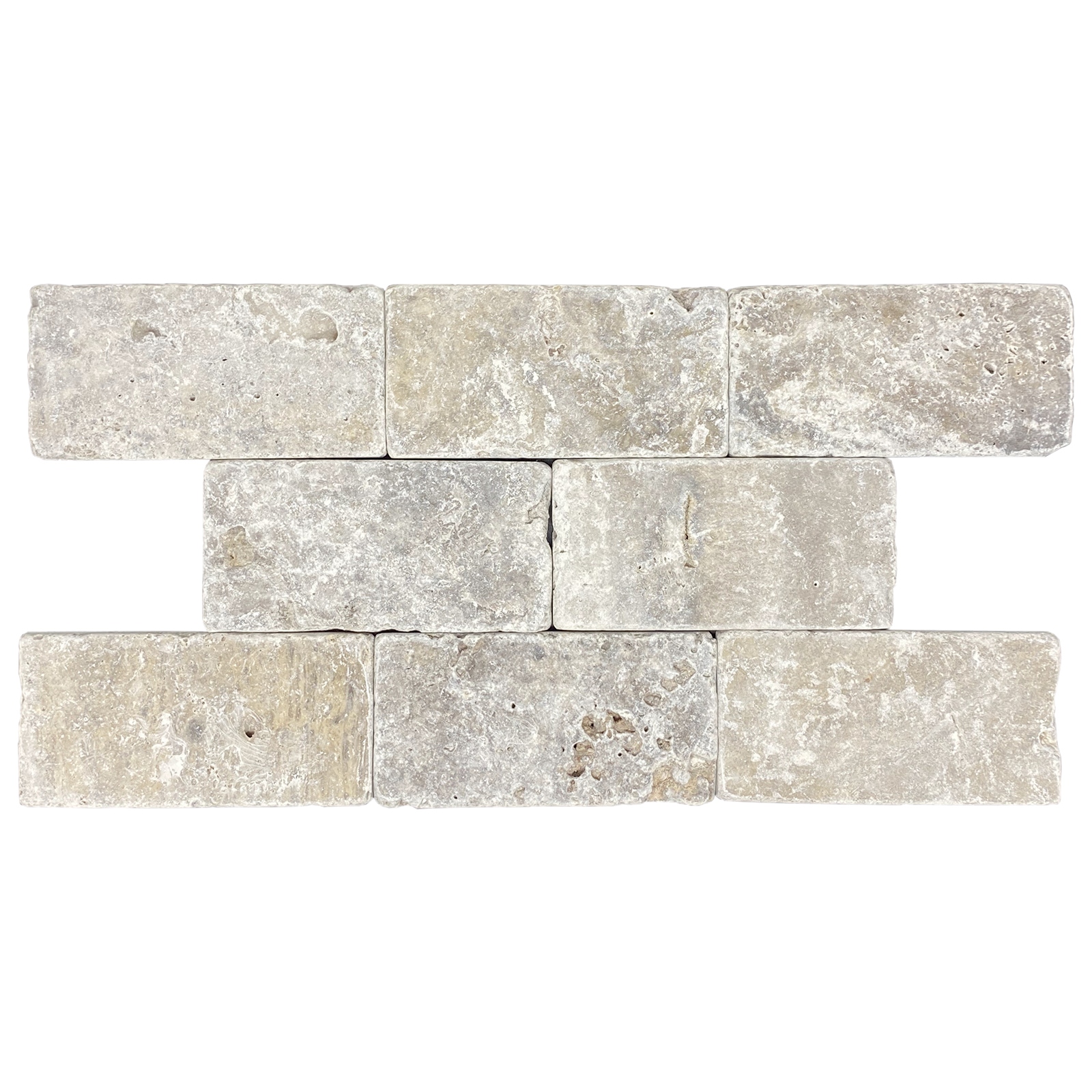 Argento Travertine 3" x 6" Rustic Tumbled Tile
