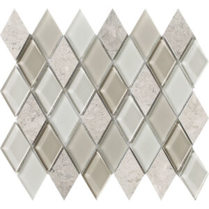 Mixed Diamond Marble & Glass Blend Mosaic