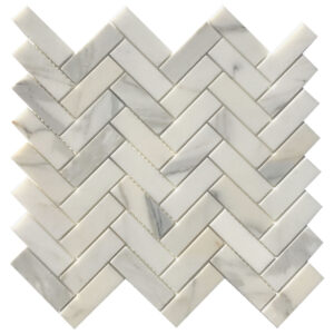 Calacatta Marble Herringbone 1" x 3" Honed Mosaic Tile