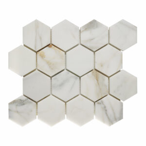 Calacatta Marble 3" x 3" Honeycomb Honed Mosaic Tile