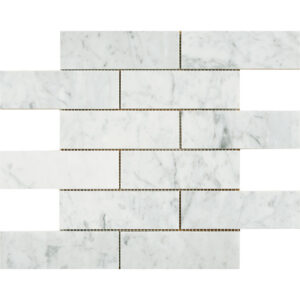 Carrara Marble 2" x 6" Brick Polished Mosiac Tile