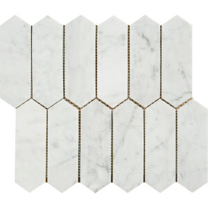 Carrara Marble 2" x 6" Long Hex Polished Mosaic Tile