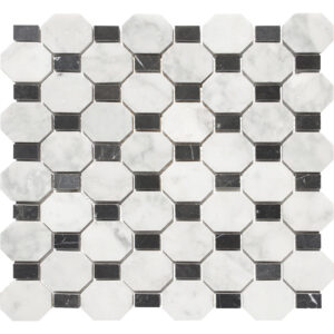 Carrara Marble Octagon Elongated Honed Mosaic Tile