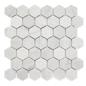 Carrara Marble 2" x 2" Honeycomb Textured Mosaic Tile