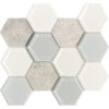 3" x 3" Honeycomb Marble and Glass Blend Mosaic Tile