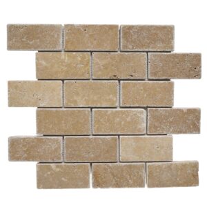 Tuscany Brown Travertine 2" x 4" Tumbled Mosaic Tile
