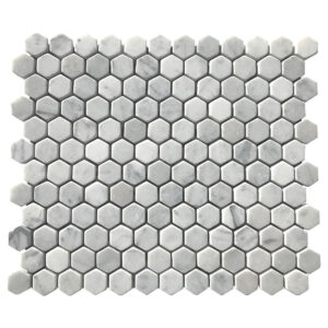 Carrara Marble 1'' x 1'' Honeycomb Tumbled Mosaic Tile