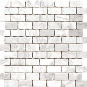 Carrara Marble 1" x 2" Brick Tumbled Mosaic Tile