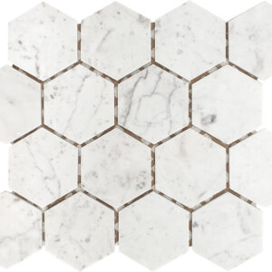 Carrara Marble 3" x 3" Honeycomb Honed Mosaic Tile