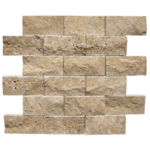 Tuscany Brown Travertine 2" x 4" Split Face Mosaic Tile