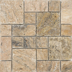 Rustic Desert Travertine Roman Pattern Tumbled Mosaic Tile