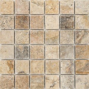 Rustic Desert Travertine 2" x 2" Tumbled Mosaic Tile